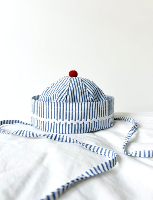 Chapeau marin la vague rayé bleu blanc